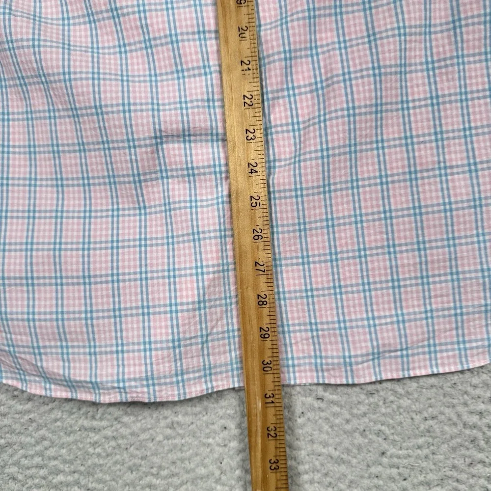 J Crew Shirt Men XL Slim Flex Washed‎ Button Front Pink Blue Plaid Stretch NWT
